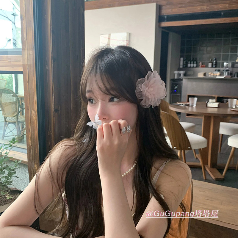 超仙森系手工欧根纱花朵发夹