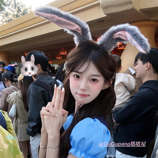 朱迪警官兔子耳朵发箍游乐园卡通拍照cos毛绒头箍女角色扮演发饰