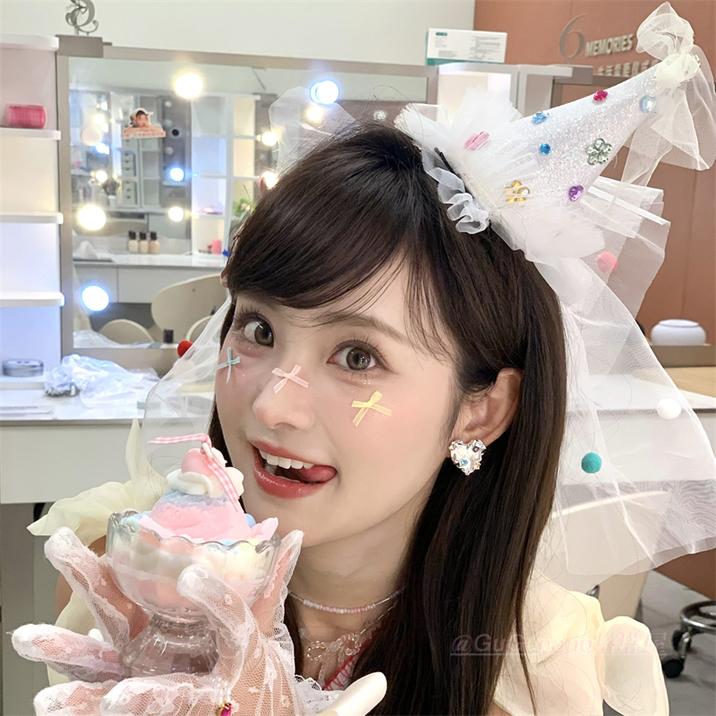 甜美少女心生日帽发夹