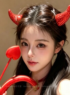 红色满钻小恶魔角发夹