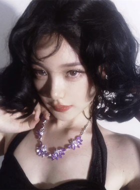 纯欲风紫色花朵项链女