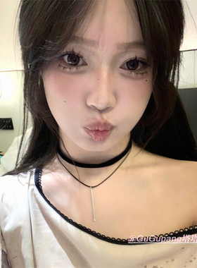 韩系ins黑色丝绒双层项圈冷淡辣妹风chocker颈带项链简约锁骨链女