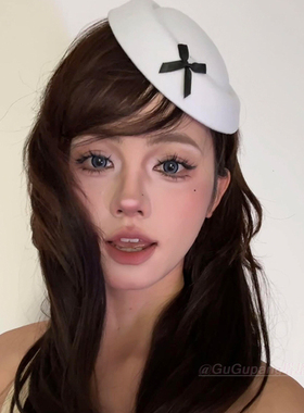 韩系ins白色蝴蝶结小礼帽赫本英伦风海军帽子少女jk制服配饰发夹