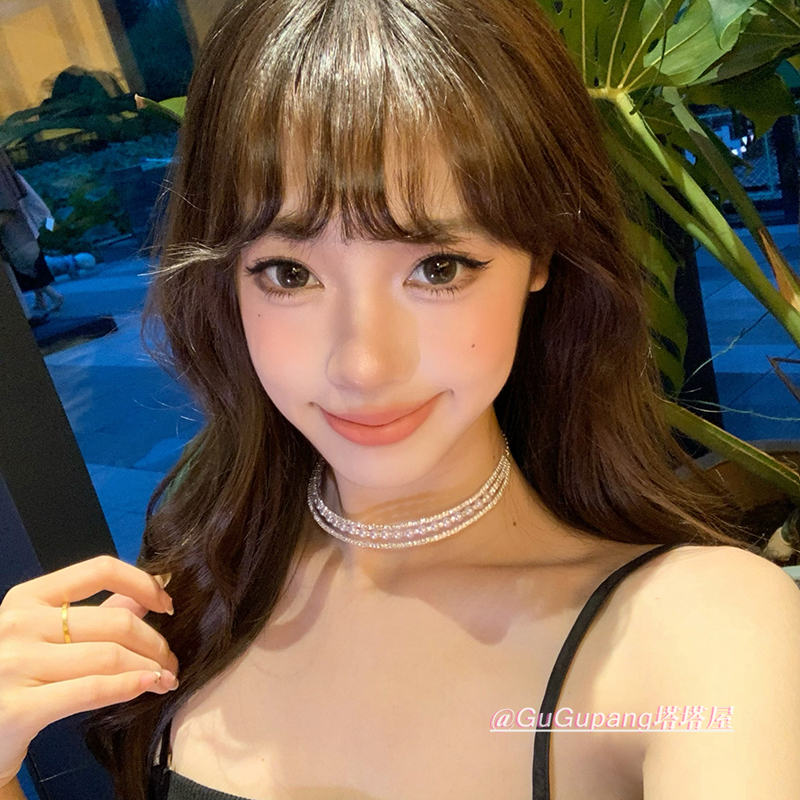 超闪多层珍珠钻石项圈choker小众轻奢高级感项链气质名媛风颈链女