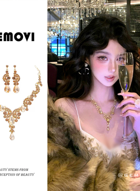 超闪金色水滴高级感项链