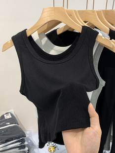 螺纹吊带运动背心 背心女内搭2023新款 夏季 遮肚气质显瘦潮女装 棉