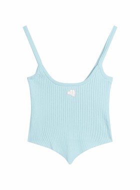 5607#红色无袖针织吊带背心女纯欲风辣妹不规则修身短款上衣外穿