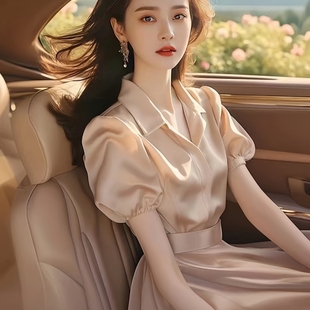 女 夏装 搭配女主穿搭高级感一整套韩剧短袖 衬衫 上衣半身裙小众套装
