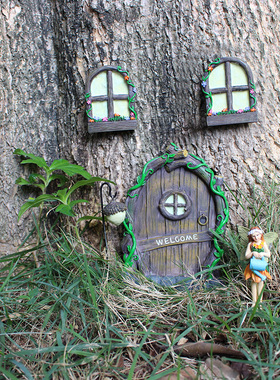 亚马逊新品新款树脂夜光门窗套装挂件创意花园庭院树挂景观装饰品