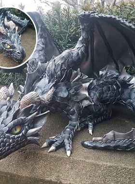 独立站新款 Big Squatting Dragon Sculpture 大蹲龙雕塑花园摆件