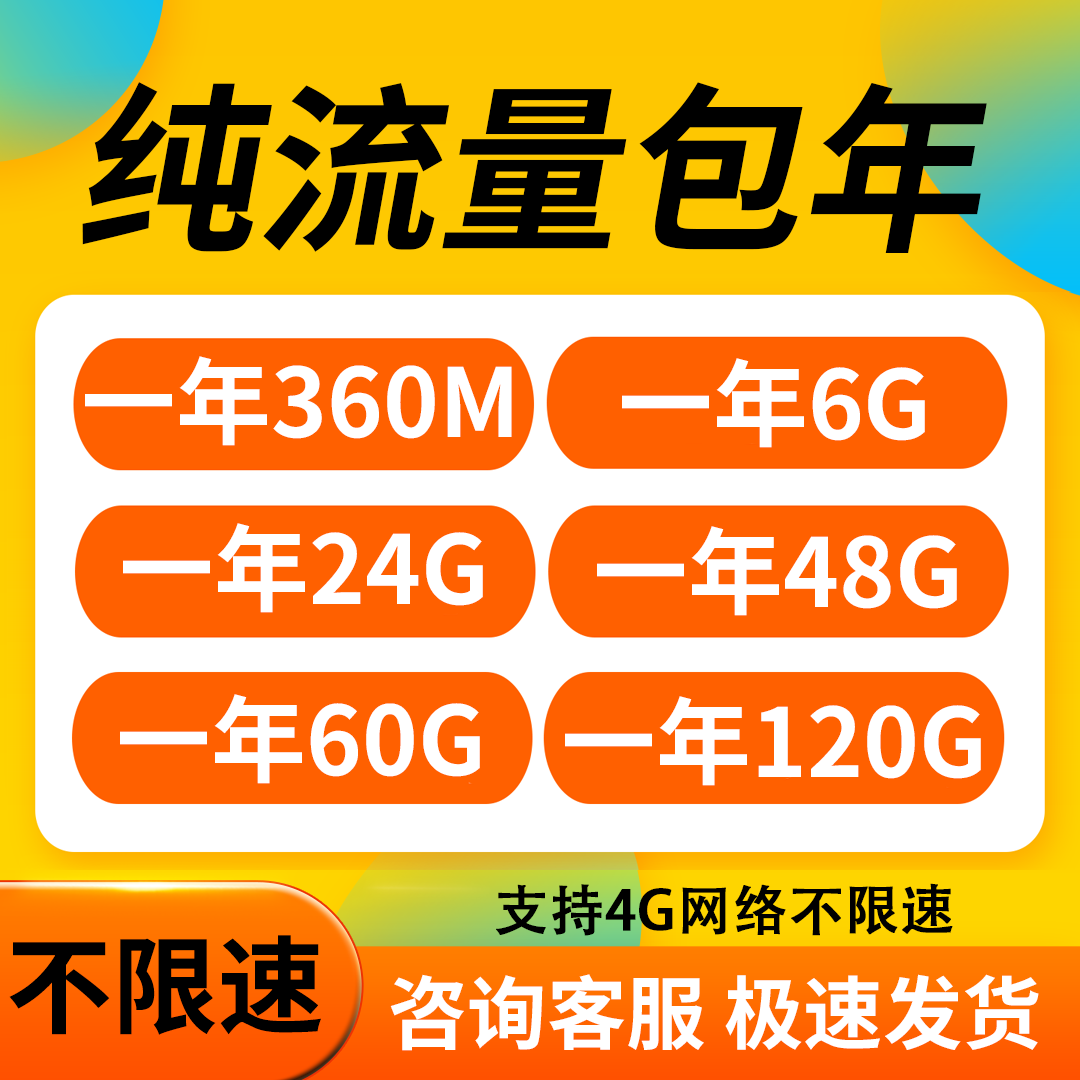 全国通用4G纯流量上网包年宽带流量上网30M100M24G可选