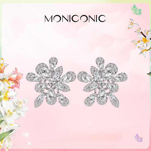 925纯银耳饰MONICONIC锆石小众女