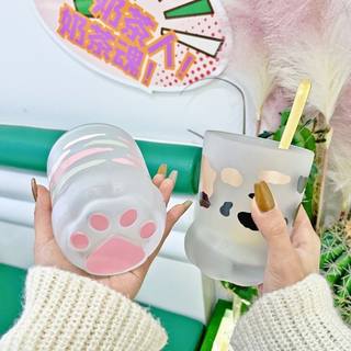 猫爪杯玻璃杯子家用喝水儿童牛奶杯可爱杯子女生办公室咖啡饮料杯