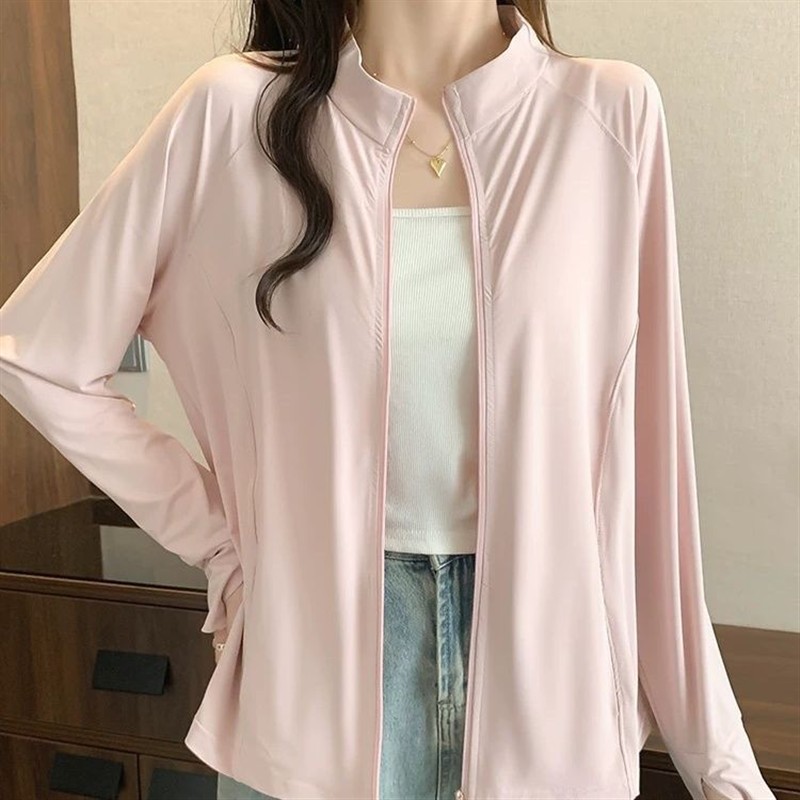 大码冰丝防晒衣女款夏季2026新款胖mm立领防晒服无帽瑜伽外套无帽