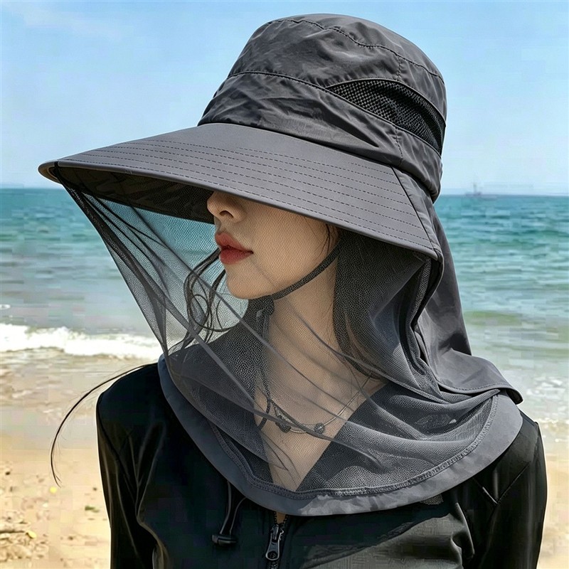网纱蚊虫帽子防晒遮阳帽遮脸男女夏季户外紫外线太阳帽钓鱼登山
