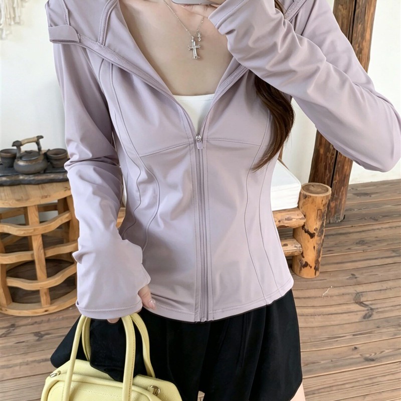 凉感冰丝防晒衣女款防紫外线2026新款夏季修身瑜伽服轻薄上衣外套