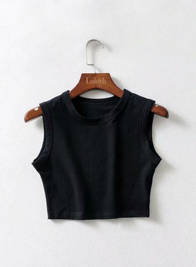 Fashion Solid Color Umbilical Tank Top简约时尚纯色露脐背心女