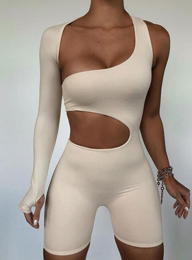 Long sleeved sexy hollowed-out jumpsuit 长袖性感镂空连体裤女