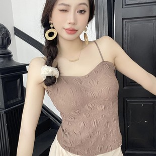 新款立体花朵蕾丝吊带带胸垫女内搭无痕外穿美背背心内搭百搭修身