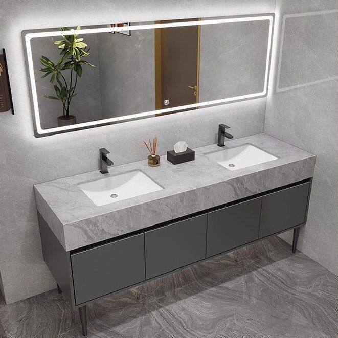 落地式大理石双盆浴室柜组合公共卫生间酒店卫浴洗漱台洗脸盆套装