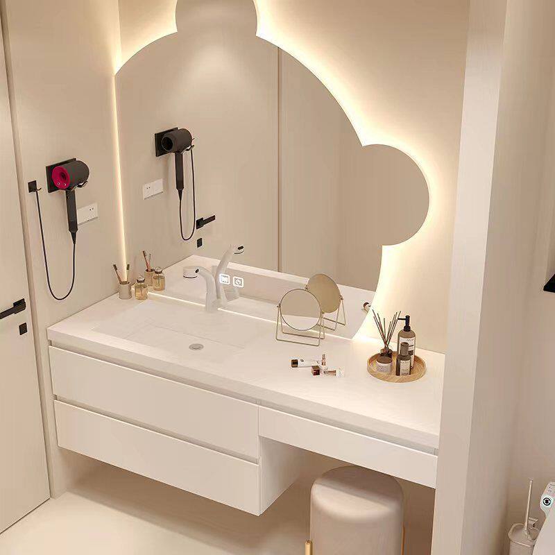 卫生间现代可丽耐一体盆梳妆台岩板浴室柜组合化妆洗漱台一体