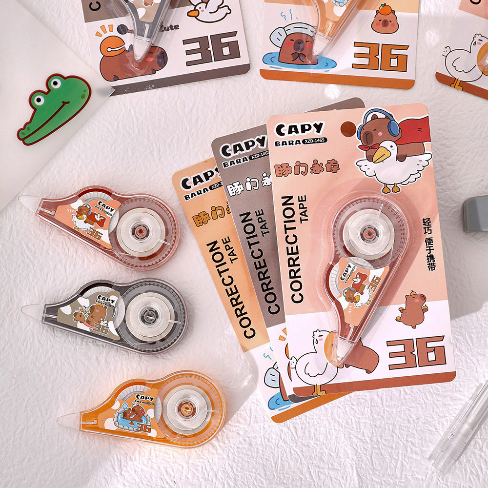 1个价 卡通水豚修正带 少女心大容量改正带学生可爱卡皮巴拉涂