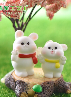 小白兔公仔园艺装饰品配件树脂小