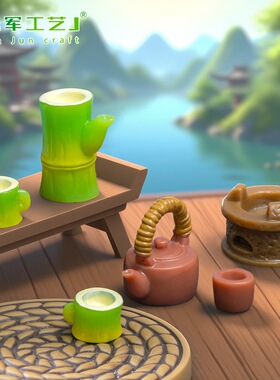 桌面小摆件仿真紫砂壶茶具装饰品