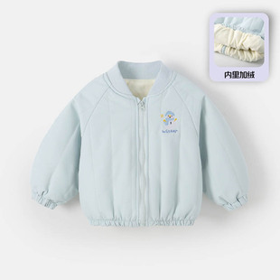 中小童冬新款男童棉衣外套洋气女宝宝夹棉加绒棒球棉服加厚夹克衫