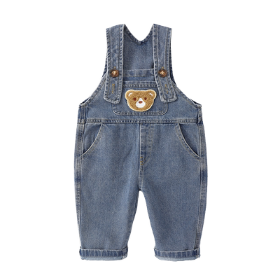 婴儿牛仔背带裤洋气1-3岁韩版儿童春装新款男女童宝宝卡通休闲裤
