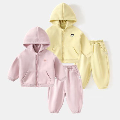 宝宝卫衣套装婴幼儿春秋儿童两件套春季男童连帽外套女童裤子春装
