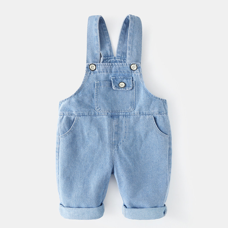 婴儿牛仔裤幼童宝宝牛仔背带裤洋气洋气春秋季男女童裤子韩版长裤