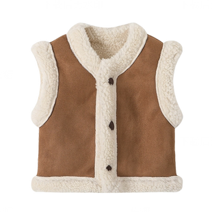 儿童羊羔毛马甲秋冬装洋气宝宝皮毛一体背心韩版男女童保暖外套潮
