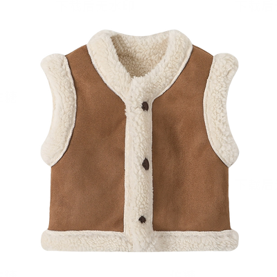 儿童羊羔毛马甲秋冬装洋气宝宝皮毛一体背心韩版男女童保暖外套潮