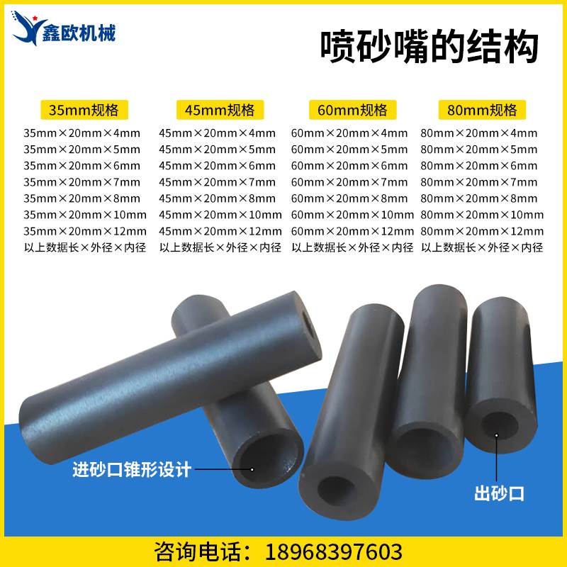 喷砂机喷嘴喷砂嘴喷砂机配件喷沙枪头35/45/55/60/80定做喷嘴