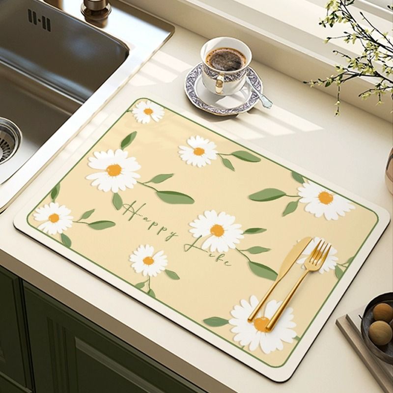 厨房台面沥水垫硅藻泥吸水垫餐具碗盘餐垫灶台水槽洗碗防烫置物垫