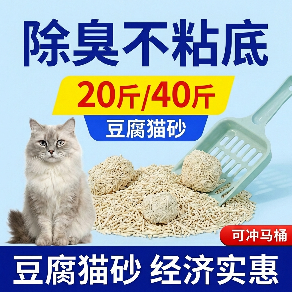 豆腐猫砂40斤低尘柠檬味猫咪用品官方旗舰店正品大包混合猫沙20斤