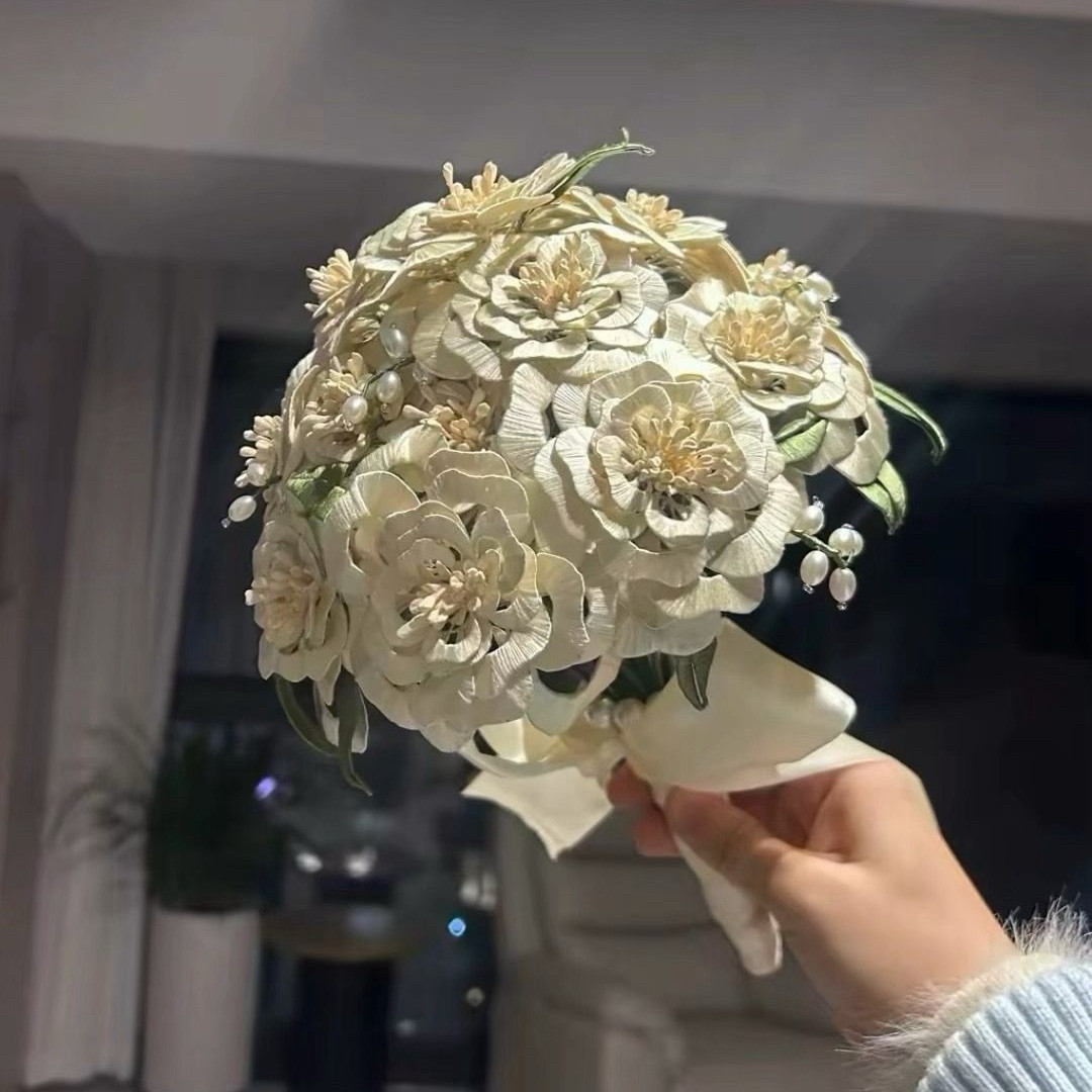 新款精美手捧花新婚礼古风婚庆手作手工diy新娘婚纱缠花材料包