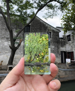 新款苏州定慧寺可园园林银杏叶流沙冰箱贴旅游文创收藏礼物摆件