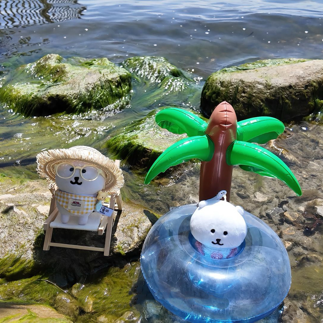椰树游泳圈可爱ins风棉花娃娃配件娃用出游配饰夏季冲浪娃用