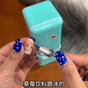 迷你冰箱模型带灯光过家家玩具双开门冰箱冰柜食玩微缩摆件