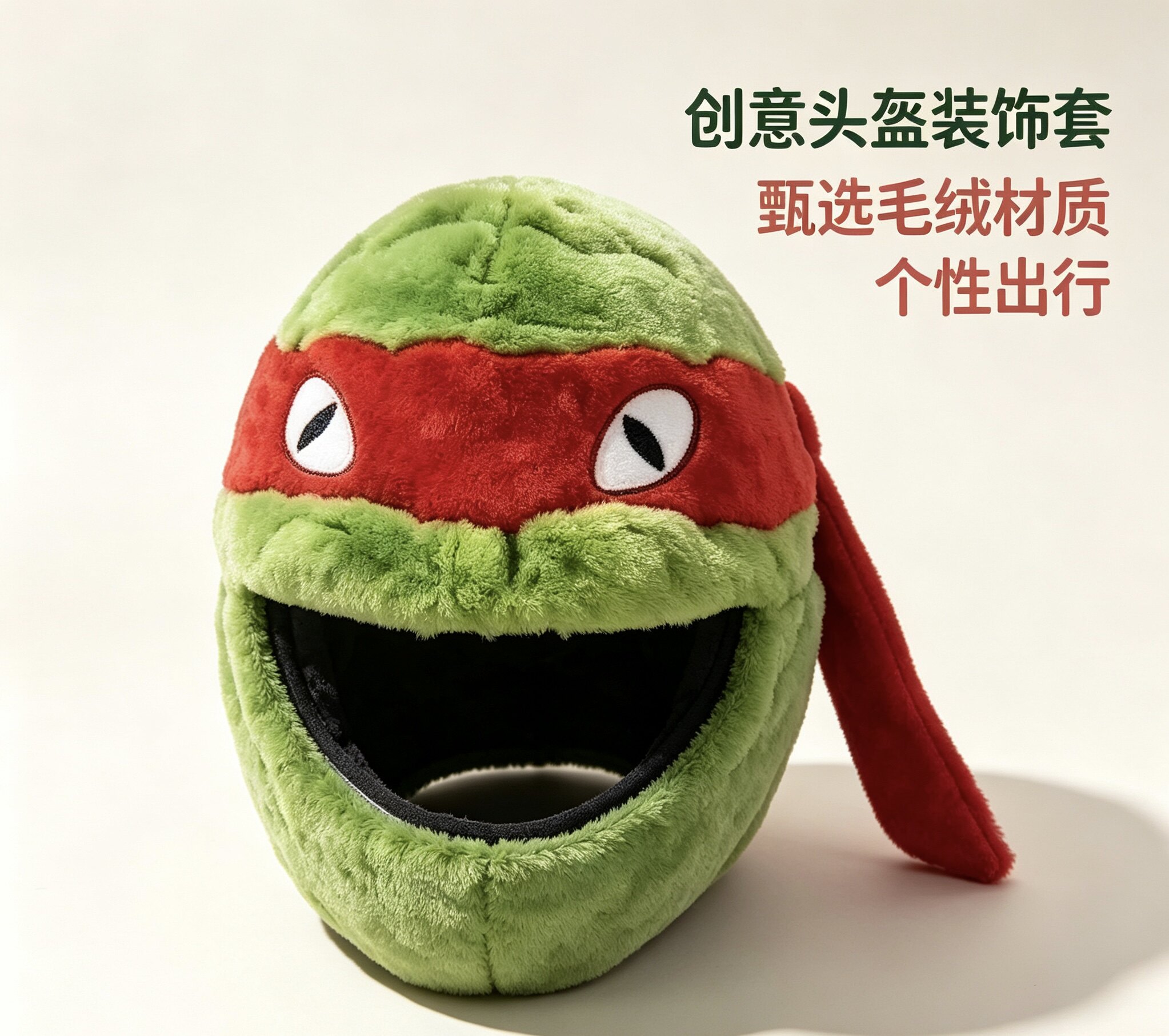 新款摩托车动物毛绒个性头盔套骑行套头帽机车忍者神龟外星人