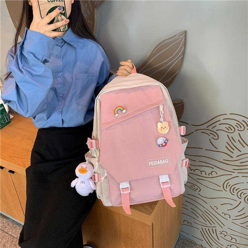 织兰书包女生初高中大学生双肩背包小学生韩版简约帆布可爱少女大