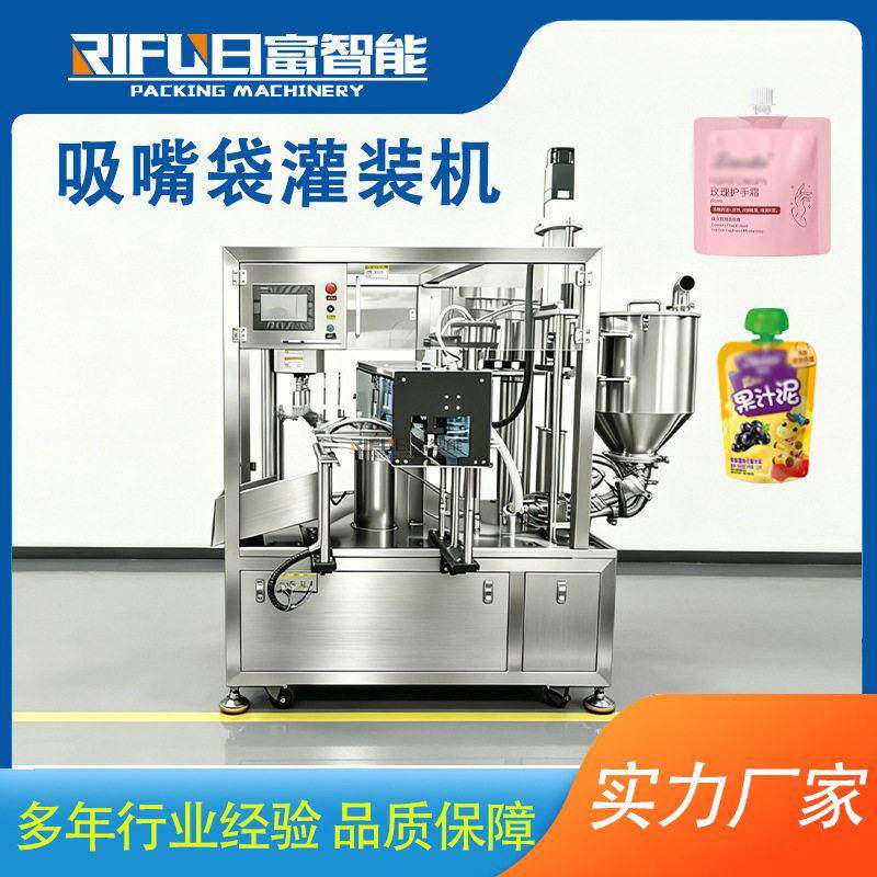全自动自立袋灌装机番茄酱化妆品富氢水染发剂汤汁吸嘴袋灌装设备