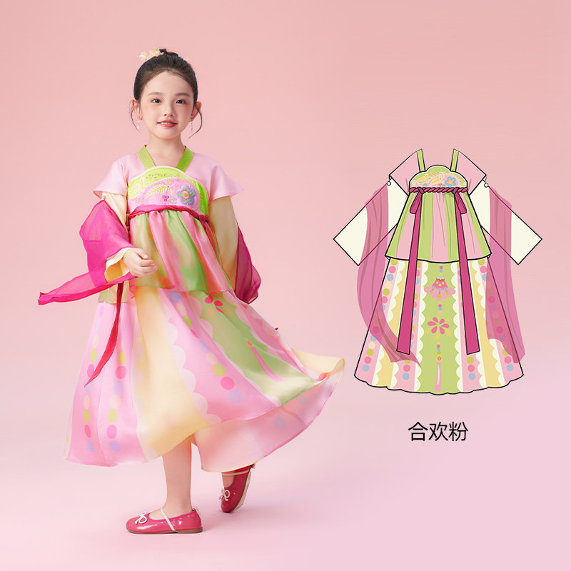 年衣童装儿童唐装汉服裙女童秋新款改良汉服新中式国风连衣裙中秋