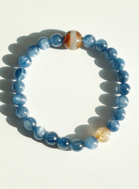 1Oct Shop 独创天然蓝晶石手串必须转运珠手串 叠加金发晶buff