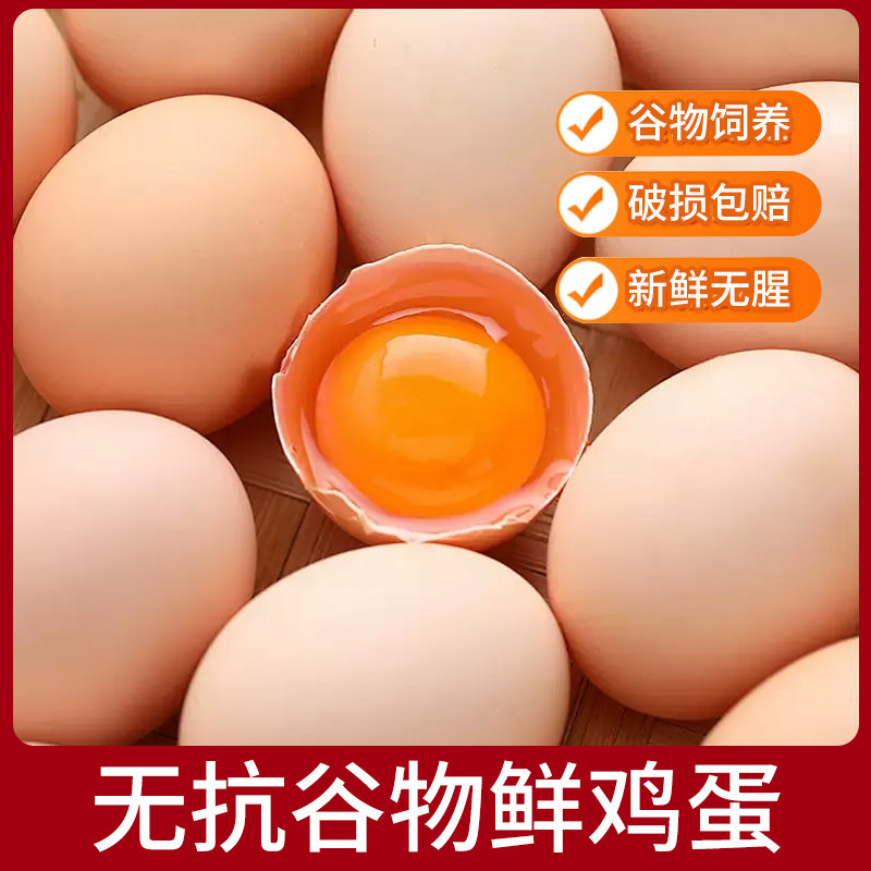 50g大蛋无抗鸡蛋谷物喂养无激素无腥味营养健康大个鲜鸡蛋