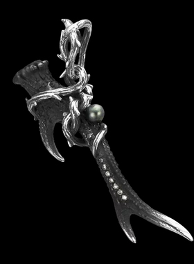 925纯银做旧珍珠镶钻吊坠