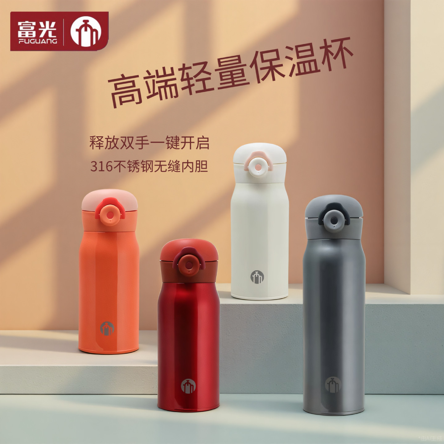 高颜值316L保温杯简约便携弹盖杯