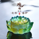 水晶琉璃莲花香炉家用室内盘香炉檀香薰炉中式 禅意茶室内国风摆件